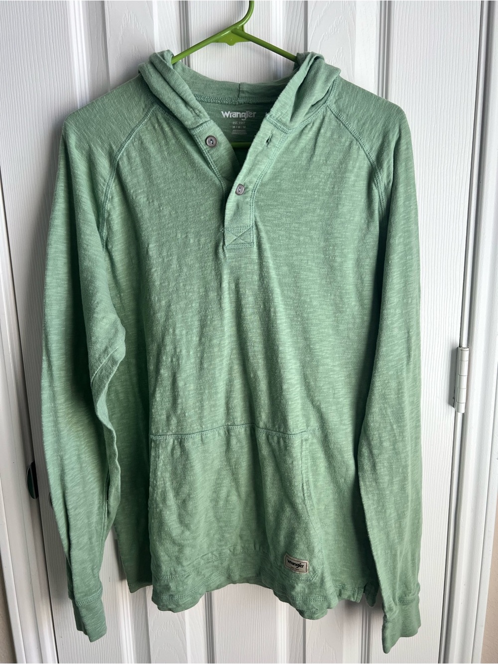 Wrangler Light Green Hooded Henley Pullover